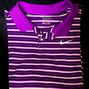 Mens Nike Dri-Fit golf shirt. Size: XL, Color:Purple, black and white. EUC